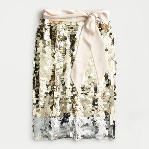 NWT J.Crew Satin-bow paillette sequin skirt Size 4